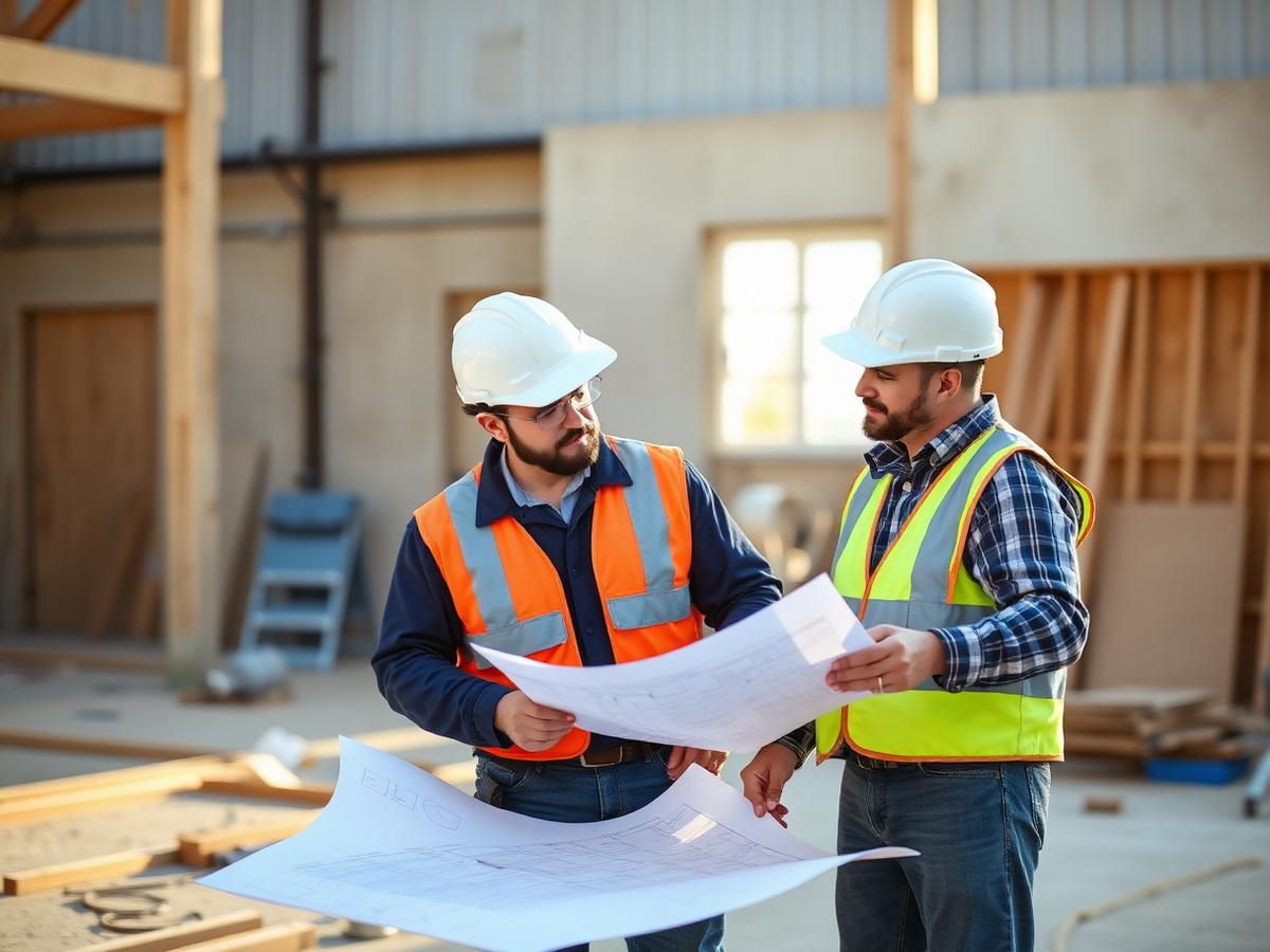 Renchs Reno crew reviewing plans on a job site